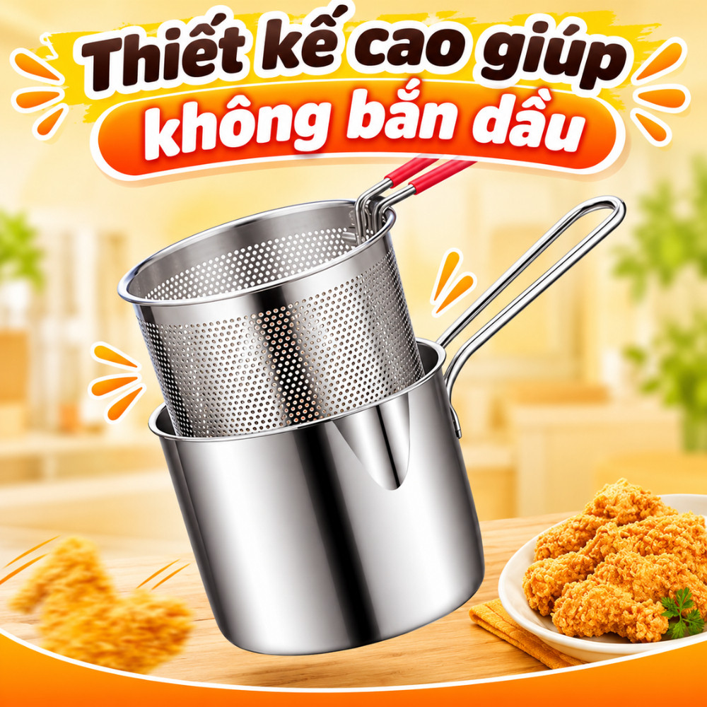 Nồi Chiên Ngập Dầu 1200ml Inox 304 Có Rổ Vớt, Nồi Chiên Sâu Dùng Cho Gia Đình | BigBuy360 - bigbuy360.vn