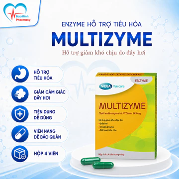 Multizyme - Viên uống bổ sung enzym / men tiêu hóa giảm đầy hơi khó chịu, chướng bụng, rối loạn tiêu hóa (MEGA WE CARE)