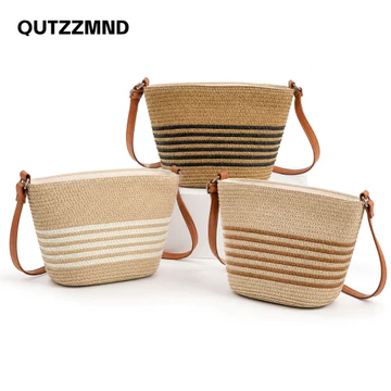 Women's Woven Straw Crossbody Bag – Large