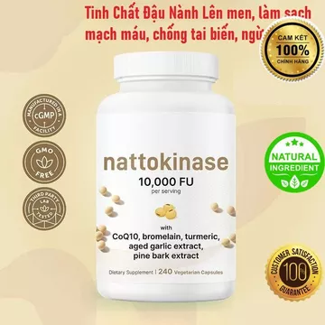 Viên Thảo Mộc Nattokinase 10,000 FU-Lưu Thông Khí Huyết & Hỗ Trợ Tim Mạch, Sạch Mạch Máu, Ngừa Tai Biến _DEAL HỜI |N