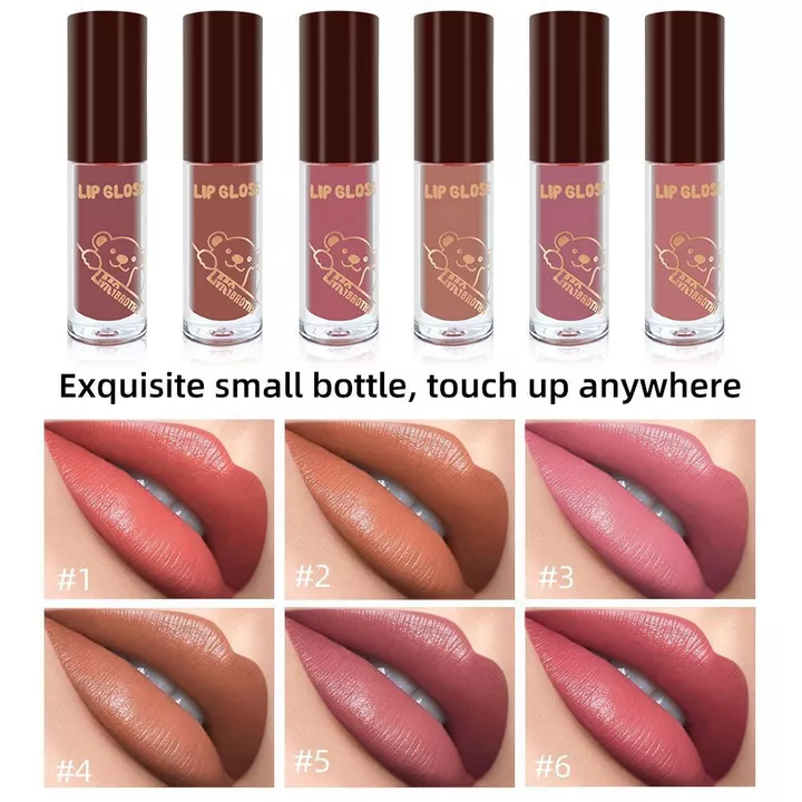 Little Bear Chocolate Fragrance Liquid 6 Gói Sản Phẩm Hot Lip Gloss Lip Gloss Lip Gloss Lip Glaze Son môi