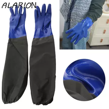 ALARION 1 Đôi Găng Tay Chống Thấm Nước Bảo Vệ Lao Động, Găng Tay Cao Su Chịu Hóa Chất Kéo Dài, Găng Tay Làm Vườn Tay Chống Mài Mòn Chống Trơn Trượt Găng Tay An Toàn Làm Việc Nhà Bếp