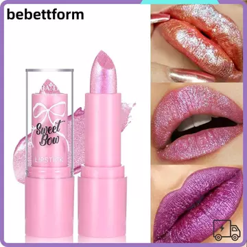 LUCKY Pearl Pink Lipstick, Velvet Glossy Metal Lipstick, Chống Thấm Nước Chống Dính Cup Lấp Lánh Son Môi Mỹ Phẩm