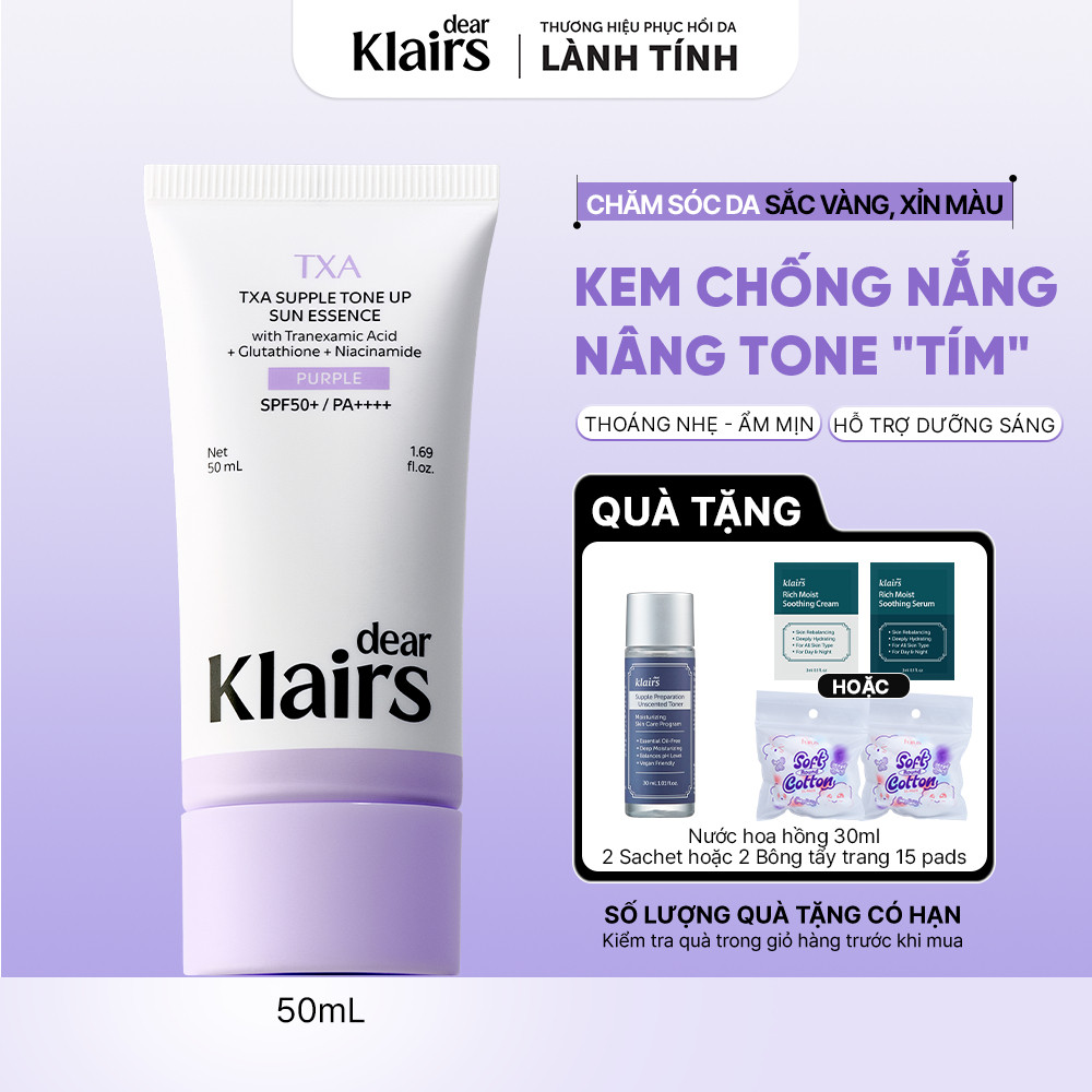 [NEW] Dear Klairs Kem chống nắng TXA Supple Tone Up Sun Essence SPF50+ PA++++ 50 ml [FS]