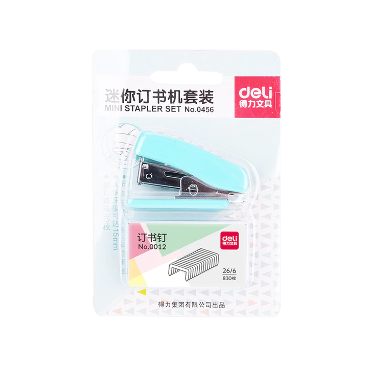 Deli Mini Stapler Set Portable Stapler Văn phòng phẩm Văn phòng phẩm Đồ dùng học sinh Văn phòng Kim nhỏ Loại tiêu chuẩn 24 / 6 Staple No. 12 Đóng gói mang theo di động văn phòng đa năng tiết kiệm nhân