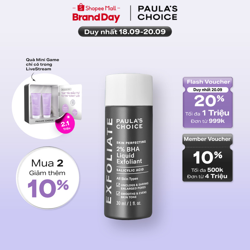 Dung dịch loại bỏ tế bào chết giảm mụn Paula's Choice Skin Perfecting 2% BHA Liquid Exfoliant 30ml 2016