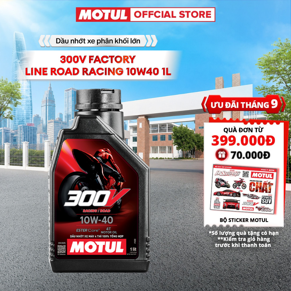 Dầu nhớt xe phân khối lớn MOTUL 300V FACTORY LINE ROAD RACING 10W40 1L