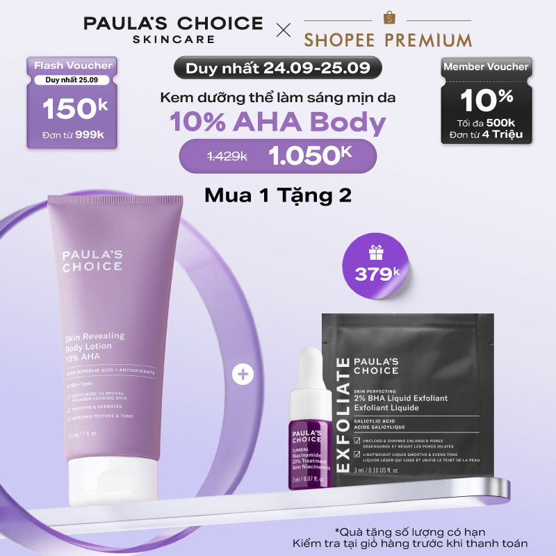 Kem dưỡng thể làm sáng da và làm đều màu da Paula's Choice Skin Revealing Body Lotion 10% AHA 210ml 5900