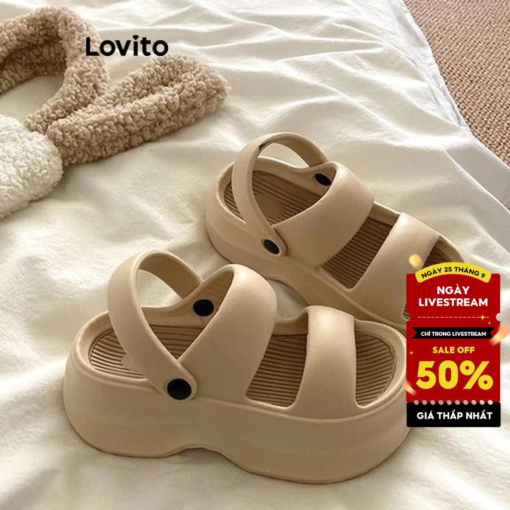Sandal Lovito đế bằng chống trượt bằng EVA tăng chiều cao 6cm phong cách thường ngày cho nữ LFA59260