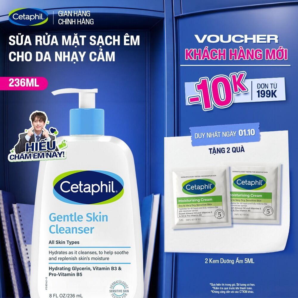 Sữa rửa mặt dịu lành cho da nhạy cảm CETAPHIL GENTLE SKIN CLEANSER 236ML