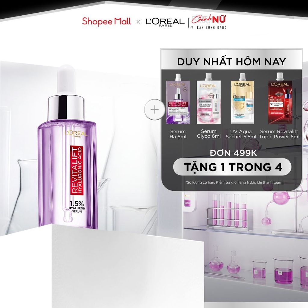 Serum dưỡng cấp ẩm tức thì, giúp làm giảm nếp nhăn & căng mướt da L'Oreal Paris Revitalift 1.5% Hyaluronic Acid 30ml