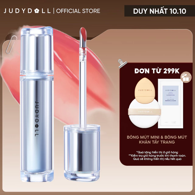 Son Đầu Sắt JUDYDOLL Watery Lip Gloss Son Tint Bóng Dưỡng Ẩm Bền Màu Lâu Trôi Không Lộ Vân Môi 2,4g