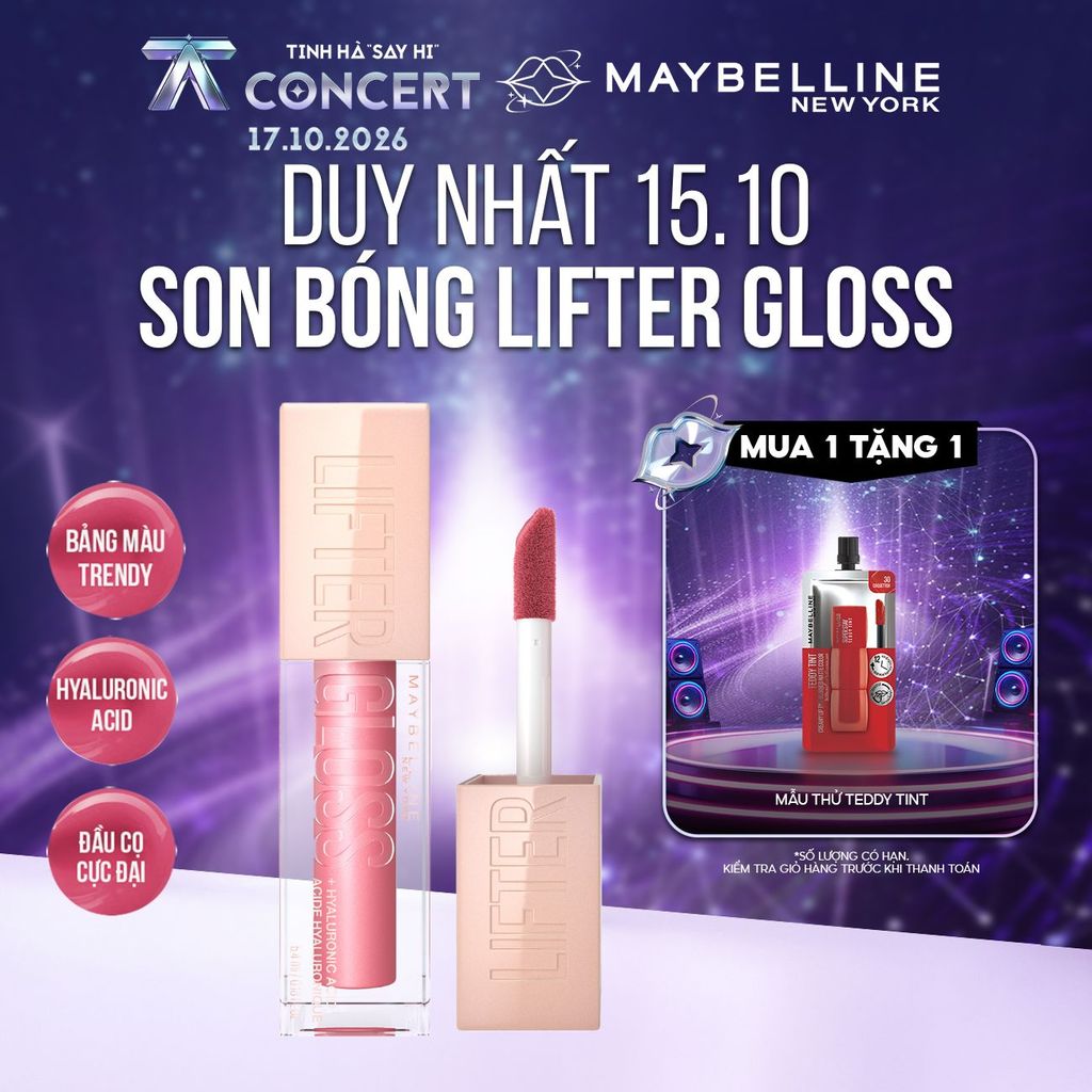 Son Bóng Lifter Gloss cho Đôi Môi Đầy Căng Mọng Kẹo cùng Hyaluronic Acid Maybelline New York 5.4ML