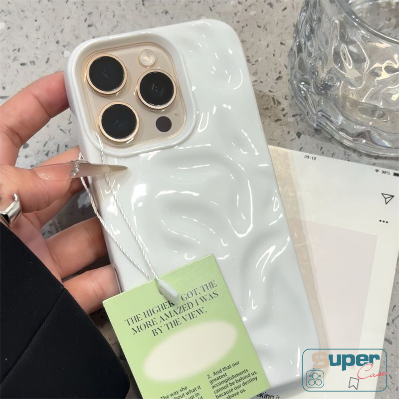Ốp Lưng Tương Thích Cho IPhone 11 13 16 15 12 14 Pro Max 14 15 12 16 13 Pro 7Plus 16 14 7 15 8 Plus SE 2020 Thời Trang Đơn Giản Macaron Wave Ruffle Water Silicone Glossy Soft Cover
