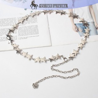 Onetimingfine Vintage Nữ Thắt Lưng Nữ Kim Loại Ngôi Sao Pentagram Dây Xích Thắt Lưng sel Thắt Lưng Dây Xích Nữ Trang Trí Cơ Thể Trang Sức VN