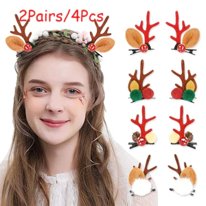 2 Cặp Kẹp Tóc Trang Trí Ông Già Noel Phụ Kiện Mũ Nón Dễ Thương
