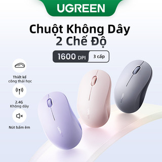 Chuột không dây, UGREEN, Chế độ kép 2.4G và Bluetooth, 4000DPI, Có Thể Điều Chỉnh 4 cấp độ, 3 nút im lặng, Màu xám