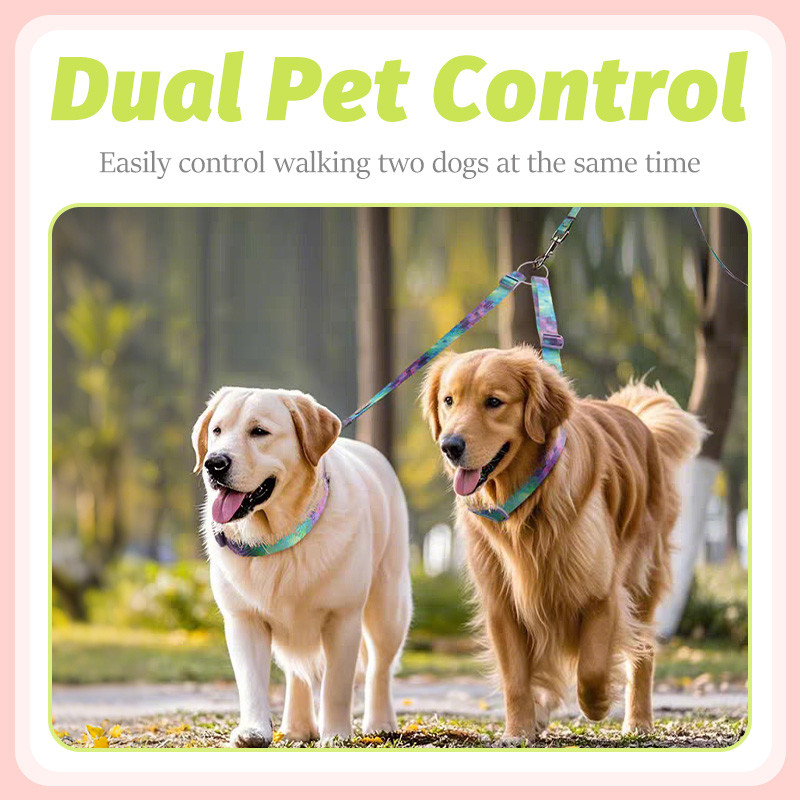 HamshMoc Bộ dây xích hai đầu Pet đính kèm Tay cầm thoải mái xoay 360 có thể điều khiển hai thú cưng