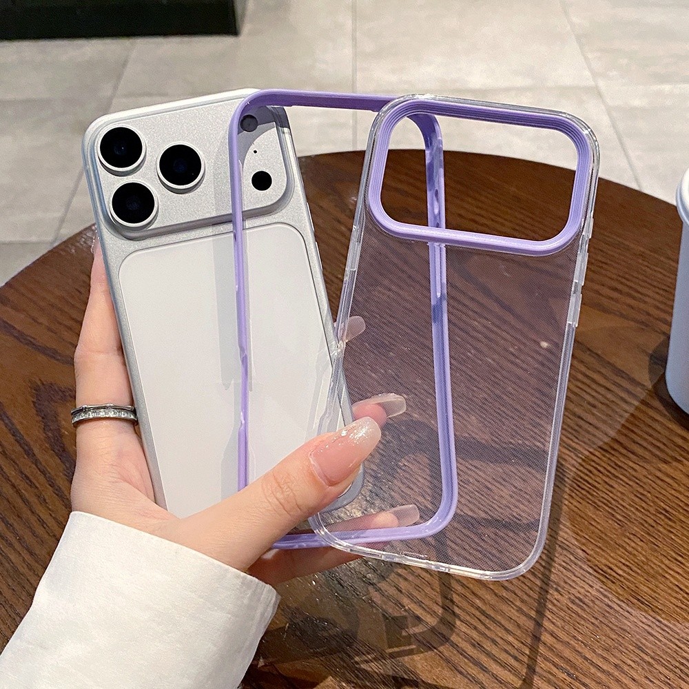 Ốp điện thoại trong suốt viền màu 2 ni 1 cho iPhone 17 Pro Max 17 Air 16 Plus 15 14 13 12 11 Vỏ bảo vệ chống sốc