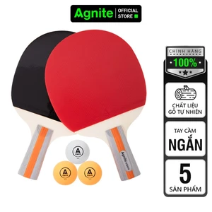 Bộ 2 Vợt Bóng Bàn Agnite Bằng Gỗ Chính Hãng Siêu Nhẹ Mặt Mút Đàn Hồi Tiêu Chuẩn Thi Đấu