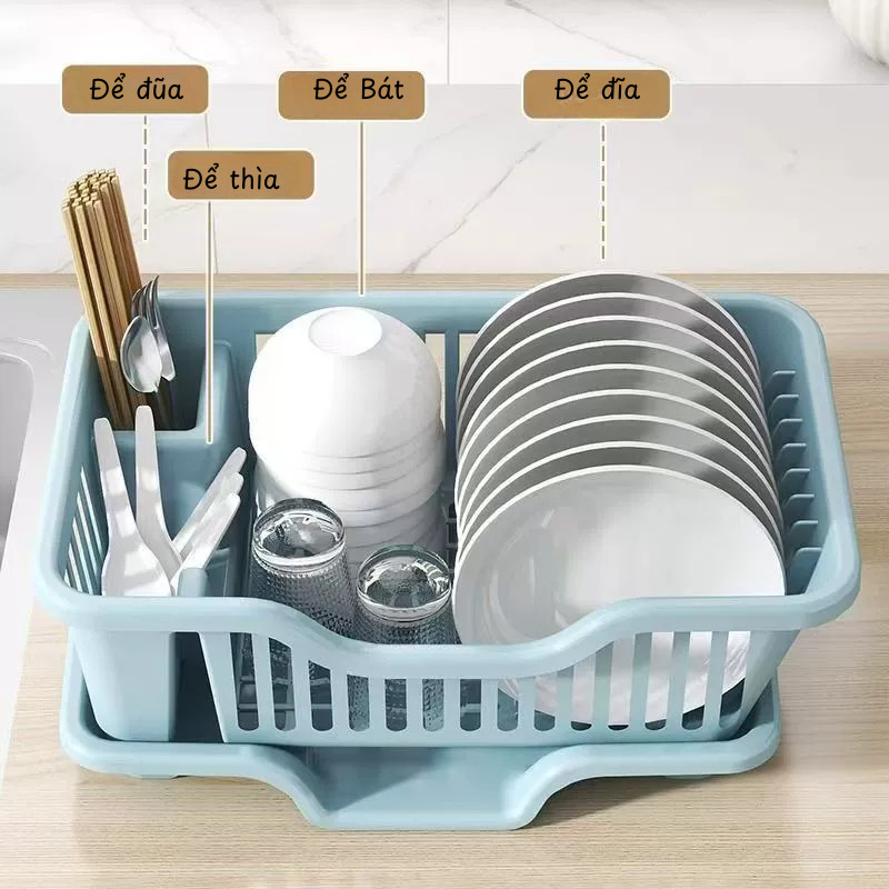 Giá Úp Bát Đĩa Kèm Khay Hứng Nước Chất Liệu Nhựa ABS Cao Cấp Chịu Lực Tốt