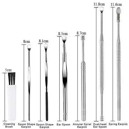 Bộ dụng cụ ráy tai 6 món, chất liệu Inox và gỗ sao an toàn, tiện lợi, dễ mang theo,Bộ lấy ráy tai, bộ ngoáy tai, dụng cụ