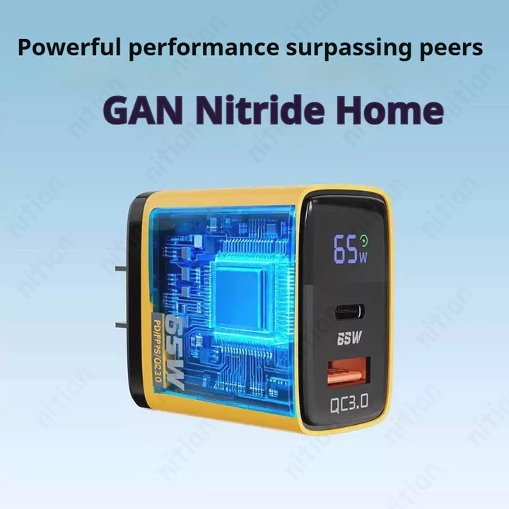Bộ sạc nhanh 65W GaN USB + Type C Bộ sạc điện thoại treo tường cổng kép Sạc nhanh với màn hình kỹ thuật số Bộ chuyển đổi nguồn du lịch US / UK / EU Bộ – 7