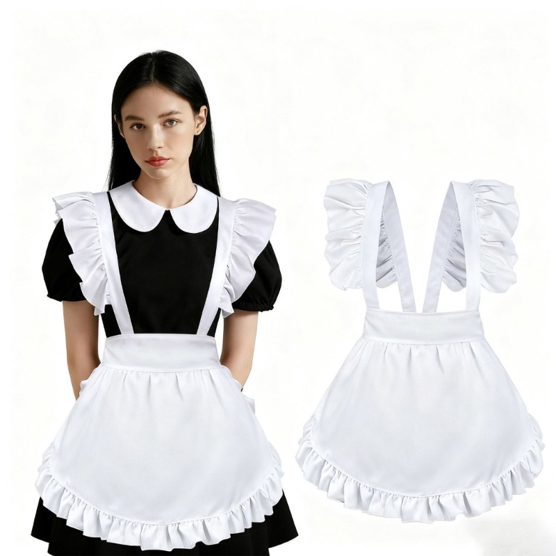 Tạp dề cosplay ren thêu, vải polyester, thiết kế thoải mái