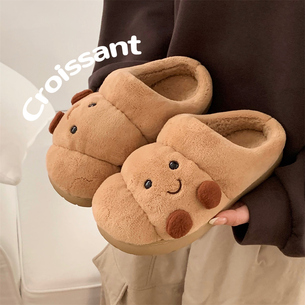 Cặp Đôi Giày Gia Đình Chống Trơn Trượt Ấm Dép ins Vui Nhộn Bánh Mì Croissant Dép Cotton Tắt Tiếng Dép Đế Mềm Dép Gia Đình Dép Đi Trong Nhà Dép Gia Đình Dép Gia Đình