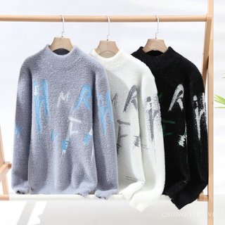 Áo len trẻ trung có sẵn Áo len cổ tròn đáy áo len nửa cổ cao