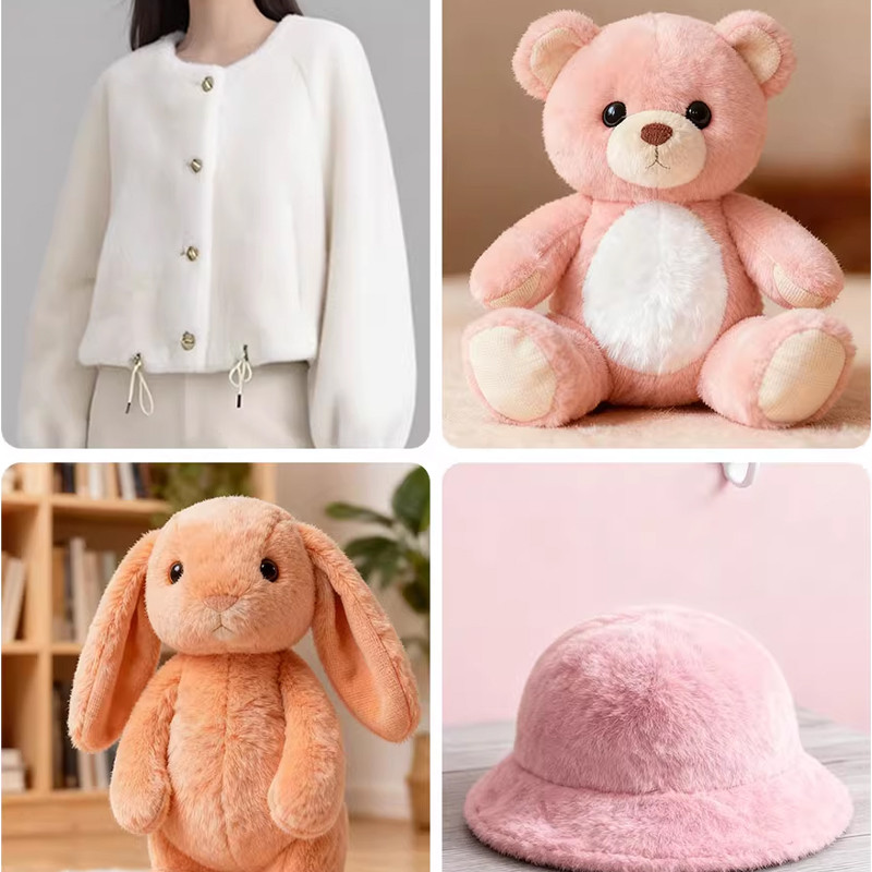 Vải giả lông mềm mại thoáng khí co giãn, dùng để làm khăn-nón handmade cho búp bê, kích thước 50x50cm.