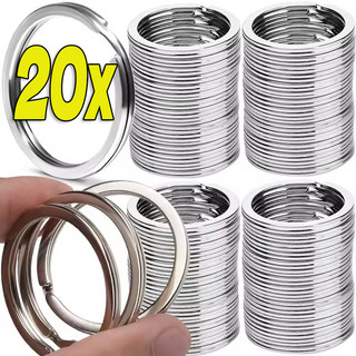 20 Móc khóa vòng chia bạc được đánh bóng 25mm - Hộp đựng chìa khóa ô tô tròn DIY