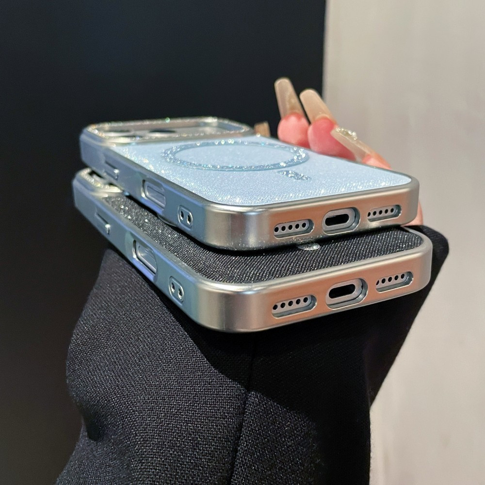 Ốp điện thoại thu hút từ tính kim cương đính kim cương cho IPhone 17 16 15 14 13 12 11 Pro Promax 17 Air 16 15 14 Plus Vỏ chống sốc