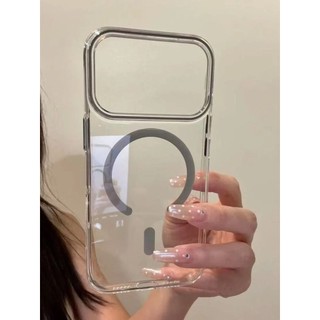 Ốp điện thoại hút từ tính trong suốt acrylic sang trọng cho iPhone17 16 15 14 13 Pro Max bảo vệ camera chống sốc chống rơi mặt sau cứng