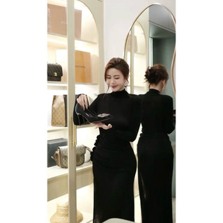 [Sẵn] Váy Đầm Body Xẻ Tà Mix Hoa Quấn Hông Thuyvan, Váy Dự Tiệc Sang Chảnh Dáng Maxi Ôm Xẻ Váy Asasino