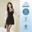 Đầm dáng A cổ đức phối tơ 1F19.2410TW, đầm tweed phối áo sơ mi tơ một lớp thiết kế bởi JM Dress Design