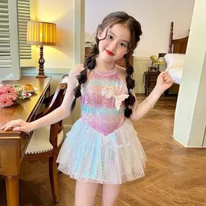 Đồ bơi trẻ em trung niên dành cho bé gái Váy gạc phong cách công chúa nàng tiên cá đầy màu sắc Bộ đồ bơi một mảnh