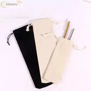 Túi đựng ống hút EDIWANY, Túi dây rút vải lanh Cotton chống bụi, Dụng cụ sắp xếp dao kéo đa chức năng tại nhà
