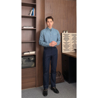 [HỎA TỐC 4H] Áo Sơ Mi Nam HLA Dài Tay Công Sở Màu Xanh Sọc Trắng, Vải Jacquard, Đứng Form, Giảm Nhăn