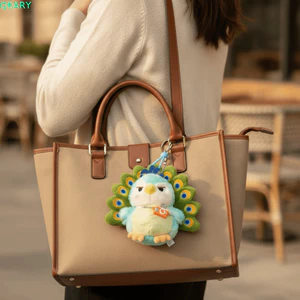 QEARY Green Peacock Plush Doll, Bộ sưu tập thoải mái Búp bê công Móc khóa sang trọng, Đồ trang trí treo ngộ nghĩnh PP Cotton Túi động vật nhồi bông Mặt dây chuyền Giáng sinh