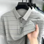 Áo sơ mi polo sọc ngắn tay thông thường dành cho nam mùa hè mới, áo sơ mi polo sọc đa năng nhẹ