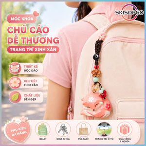 Móc Khóa Gỗ Điêu Khắc Thủ Công Hình Chú Cáo Dễ Thương Treo Túi Xách Balo Ví Phụ Kiện Trang Trí