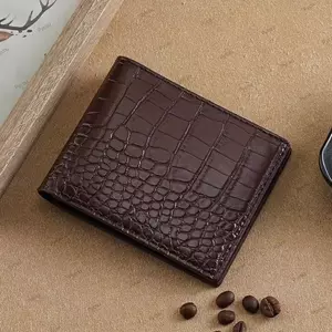 Ví hai lần PYCOU, Ví ngắn có khe cắm PU, Túi xách nam doanh nhân da cá sấu thời trang để mua sắm hàng ngày Du lịch