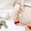 WANYEDI Cherry Móc Khóa, Lớp Phủ Men Mini Trái Cây Móc Khóa, Trang Sức DIY Hoa Bướm Trang Trí Tai Nghe Mặt Dây Chuyền Túi Xách Phụ Kiện Trang Trí