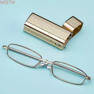 Kính lúp WEETW Kính mắt, Kính đọc sách có thể gập lại nhẹ, Dễ sử dụng Khung vàng HD Hộp đựng kính mắt Kính mắt Đầu đọc kính