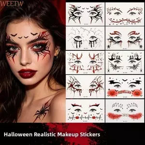 WEETW Halloween Face Tattoo Sticker, Spider Web Pumpkin Halloween Face Hình xăm tạm thời, Tàn nhang Mặt Đề can DIY Thực tế Tiện lợi Body Art Scar Dán trang điểm cho trẻ em