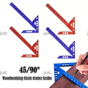 JUIC Woodworking Circle Center Scribe, Scribe Trung tâm nhôm di động, Bền 45 / 90° Dụng cụ đo gỗ thước thợ mộc