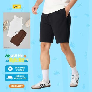 Quần short nam YODY form relax thoải mái, túi hai bên, cạp chun dây rút tiện lợi MCJT25S043