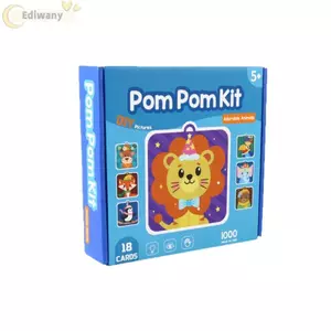 Sách dán trẻ em EDIWANY, Giáo dục Montessori Học sớm Pom-pom Collage, Bộ chất liệu DIY Tương tác giữa cha mẹ và con cái Động vật Pompom Crafts PomPom Kit