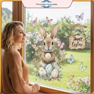 ĐIỆN Mùa Xuân Phục Sinh Cửa Sổ Clings Bunny Chi Trứng Bướm Thiết Kế Có Thể Tháo Rời Đề Can Tĩnh Cho Lớp Học Gia Đình Trang Trí Tiệc Dễ Dàng Áp Dụng.